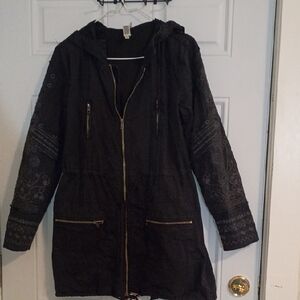 Monoreno Black Embroidered Utility Jacket